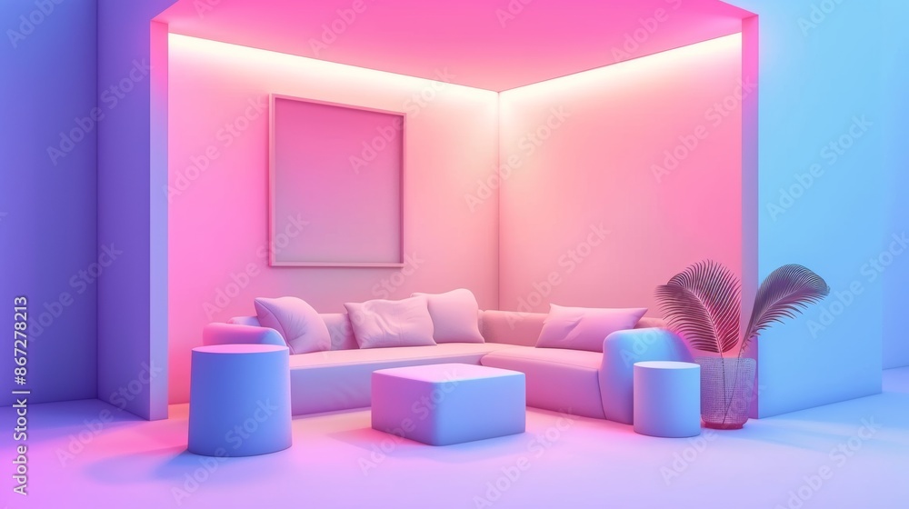 Virtual Reality Room in 3D Isometric Style Virtual Reality Room in 3D Isometric Style