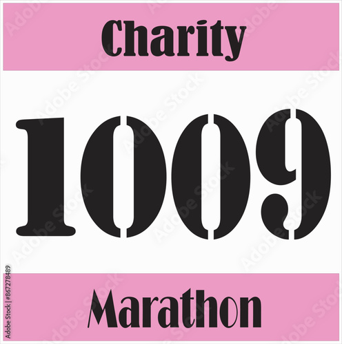 Runner's bib number for charity simple design vector illustration