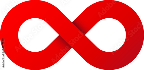 Red Infinity Sign Symbol Gradient color, isolated vector illustration logo & symbol shape