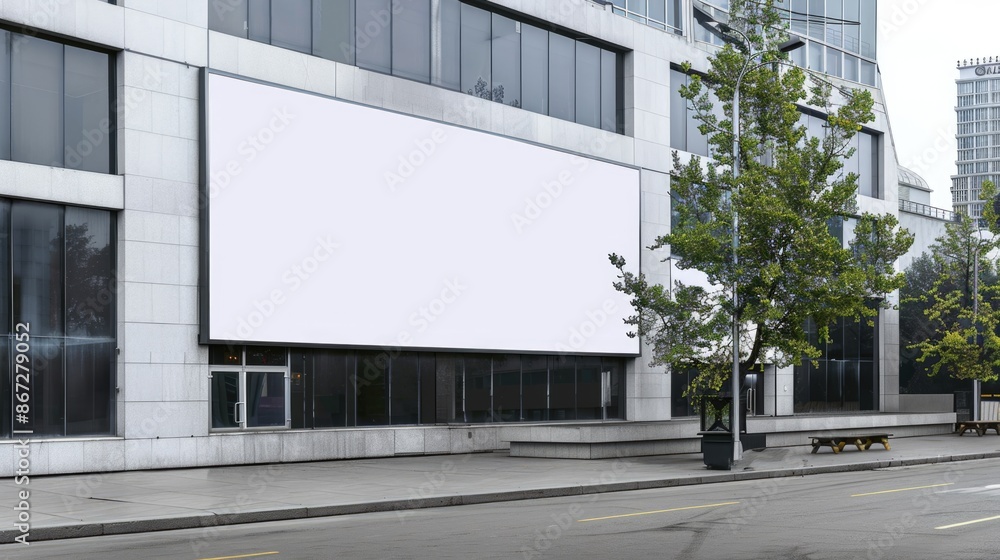 Large billboard advertisement mockup on modern building exterior Large billboard advertisement mockup on modern building exterior