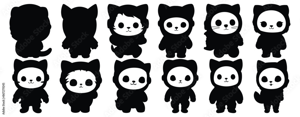 Astronaut cat silhouette set vector design big pack of illustration and icon Astronaut cat silhouette set vector design big pack of illustration and icon