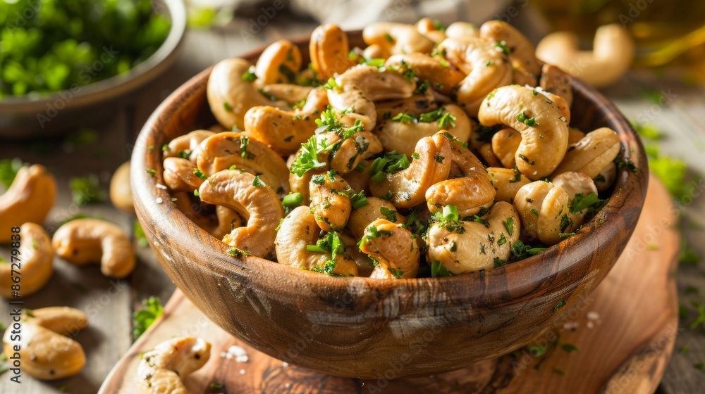 Raw cashews coated in avocado oil and tossed with a mix of herbs and es for a crunchy and nutritious snack. Raw cashews coated in avocado oil and tossed with a mix of herbs and es for a crunchy and nutritious snack.