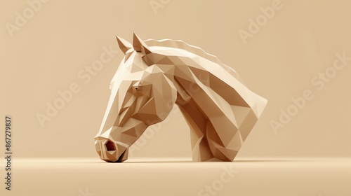 a horse head made of low polygonal shapes photo