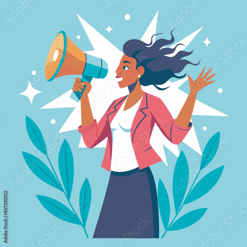 a person announcing with megaphone vector illustration