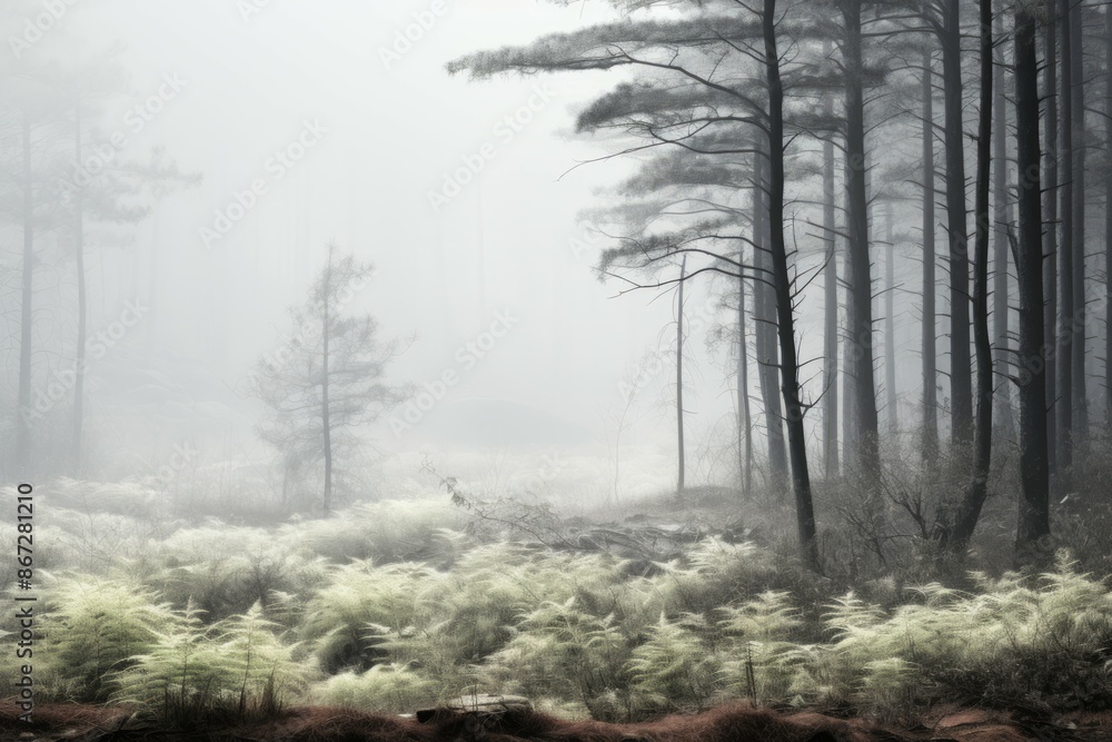 Foggy Forest Material Structure Background - Generative AI Foggy Forest Material Structure Background - Generative AI