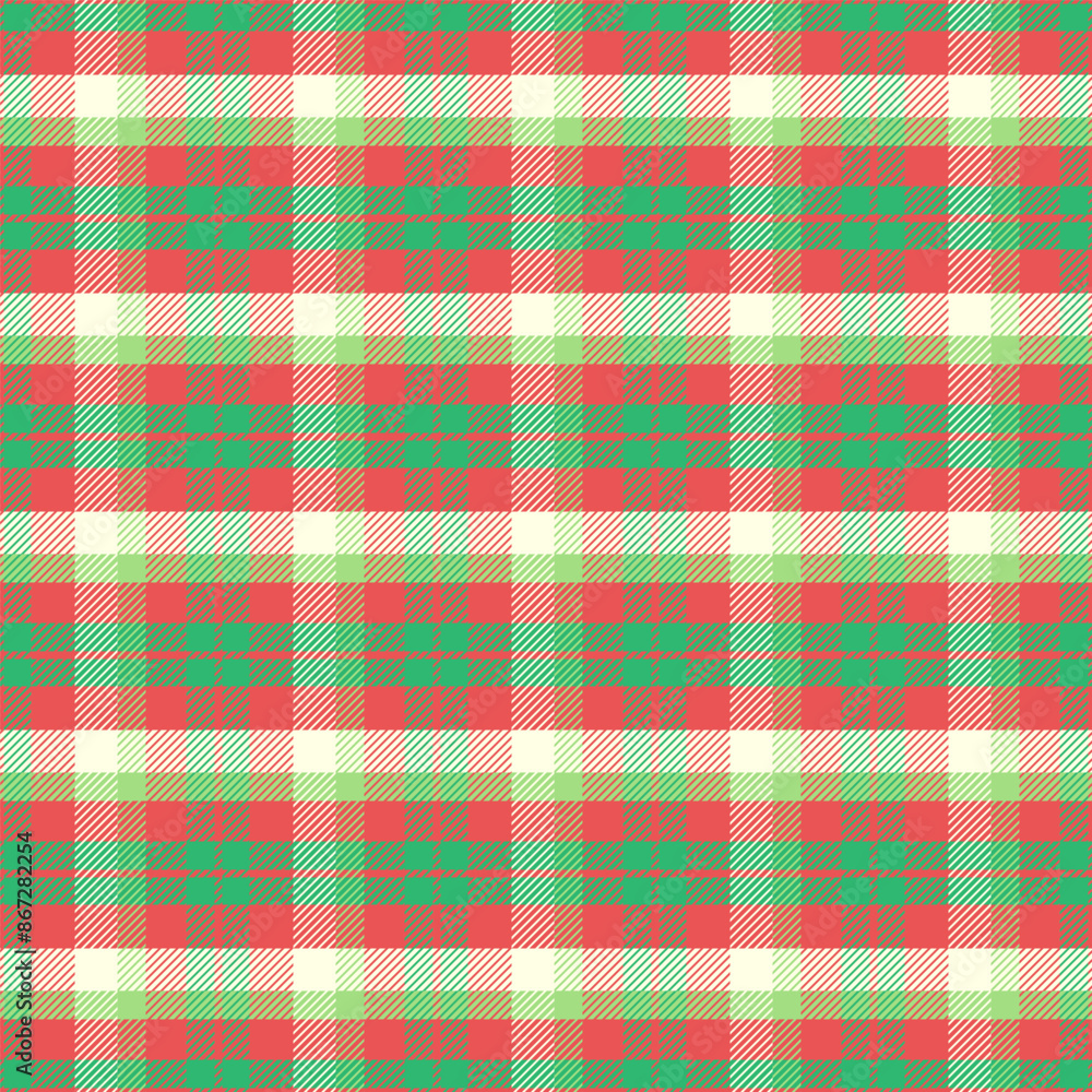 Christmas gingham seamless pattern.Checkered tartan plaid with twill weave repeat pattern in green red white. Geometric graphic vector illustration background design for fabric and print. Christmas gingham seamless pattern.Checkered tartan plaid with twill weave repeat pattern in green red white. Geometric graphic vector illustration background design for fabric and print.