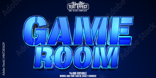 Gamer room  editable text effect, customizable gaming and play 3D font style
