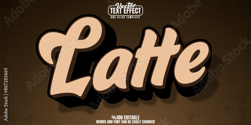 Coffee editable text effect, customizable espresso and latte 3d font style