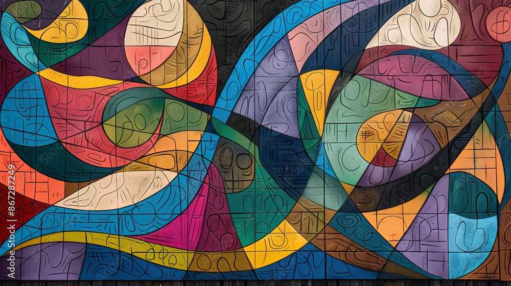 Colorful Abstract Mural in Urban Setting Colorful Abstract Mural in Urban Setting