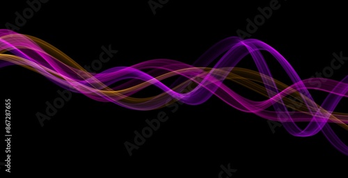 A colorful abstract Neon Synthwave Synthwave Inspired Lines Retro Futuristic wavy abstract and black bankground photo