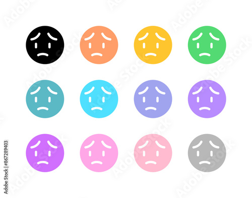 Editable worry, sad face expression emoticon vector icon. Part of a big icon set family. Part of a big icon set family. Perfect for web and app interfaces, presentations, infographics, etc