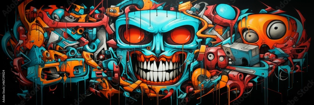 Obraz premium Graffiti Material Structure Background - Generative AI