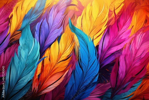 Feathers Material Structure Background - Generative AI