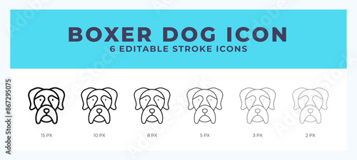 Boxer dog line icon symbol. Logo. Icon vector illustration with editable stroke. photo