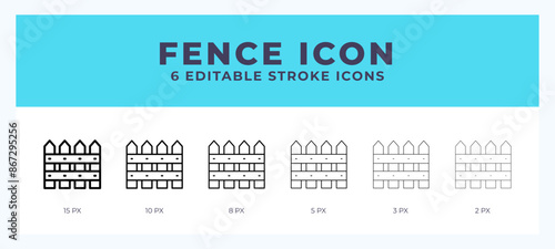 Fence line icon with different stroke. Vector illustration.