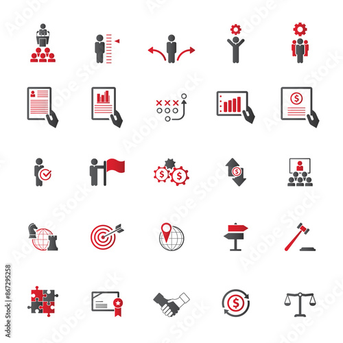 Universal business management and human resources icon set. Universal icons for web and mobile. Vector.	