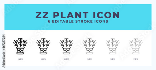 Zz plant line icon with different stroke. Vector illustration.