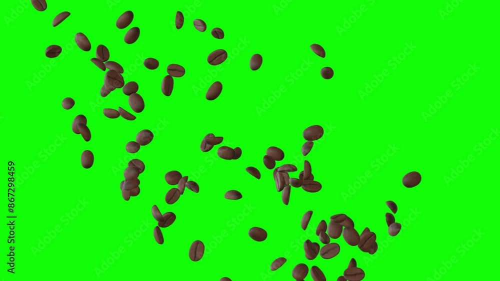 falling coffee beans isolated green screen falling coffee beans isolated green screen