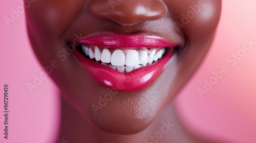 The smile with bright lipstick