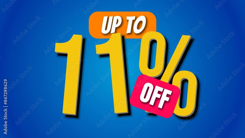 UP TO 11% OFF - Set of seamless looping banner text promotion animation with a blue background. 11.11 January or November Sale. UP TO 11% OFF - Set of seamless looping banner text promotion animation with a blue background. 11.11 January or November Sale.