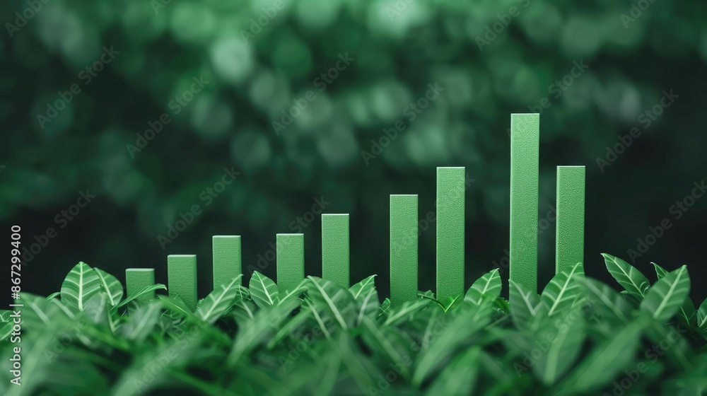 Eco-friendly financial portfolio with green graphs and charts, sustainable investment concept Eco-friendly financial portfolio with green graphs and charts, sustainable investment concept