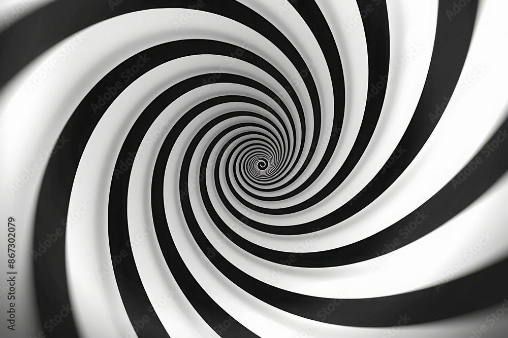 Hypnotic black and white spiral pattern creating an optical illusion of depth and motion Hypnotic black and white spiral pattern creating an optical illusion of depth and motion