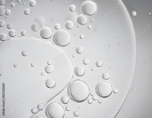 The texture of a cosmetic serum with bubbles in closeup