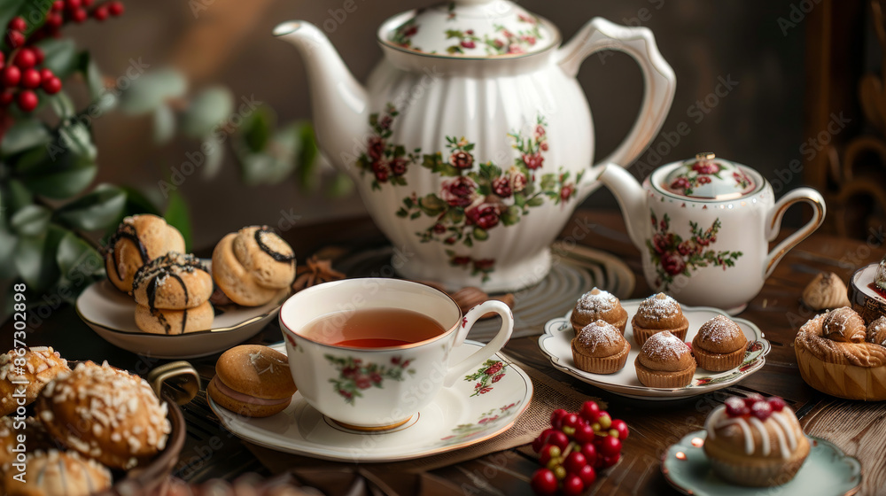 Enjoy a relaxing afternoon with a delightful tea set, complete with delicious treats that will warm your soul. Enjoy a relaxing afternoon with a delightful tea set, complete with delicious treats that will warm your soul.