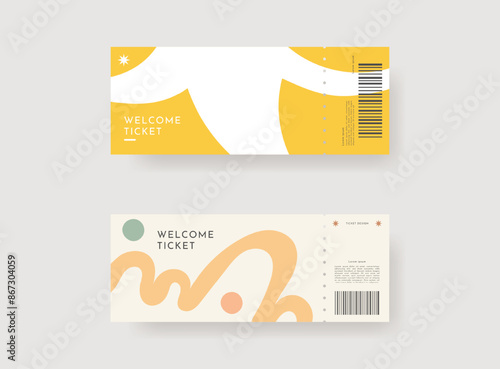 Event ticket template set. Vector template illustration.