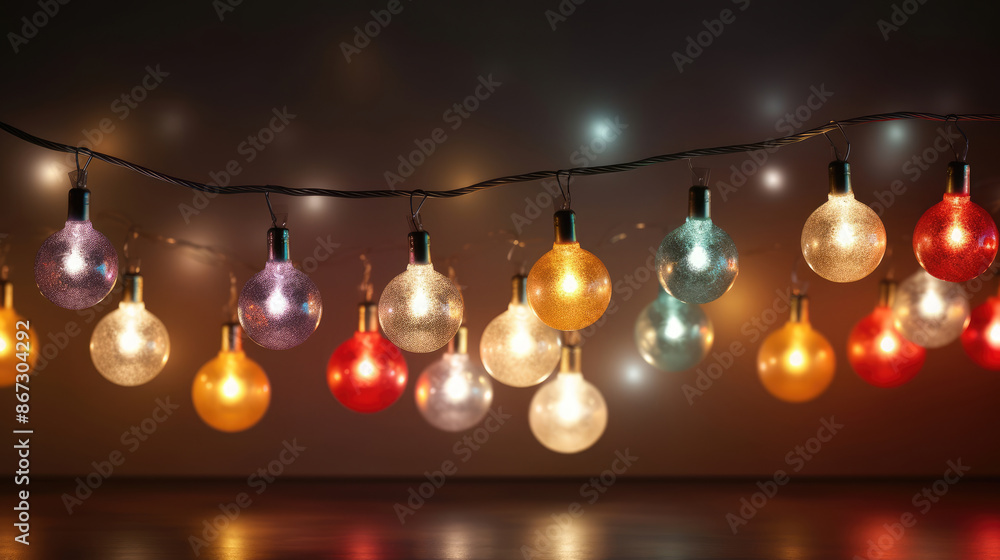 Abstract christmas led lights on dark background. Blurred glowing light bulb garland, layer for overlays to light up the bulbs. Festive concept background, generative ai Abstract christmas led lights on dark background. Blurred glowing light bulb garland, layer for overlays to light up the bulbs. Festive concept background, generative ai