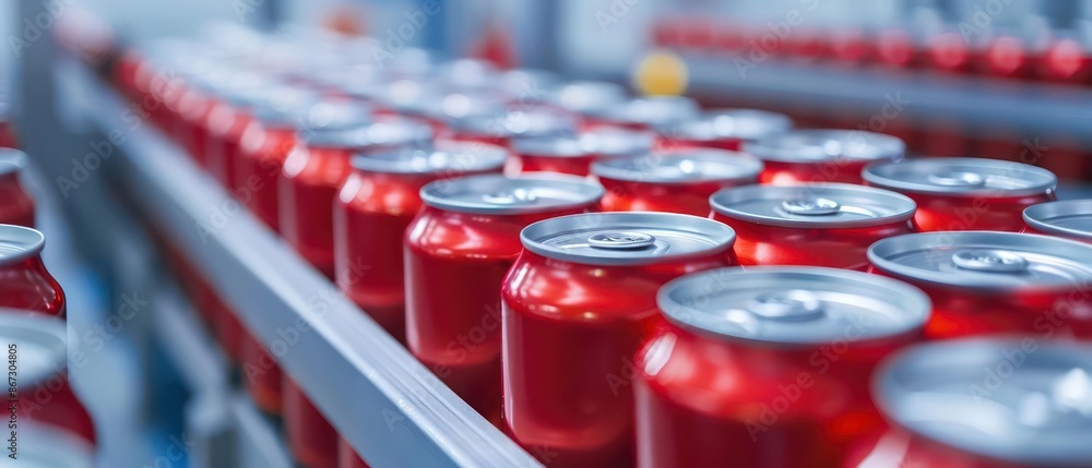 Obraz premium A canning line processing cans quickly and efficiently in a hightech facility