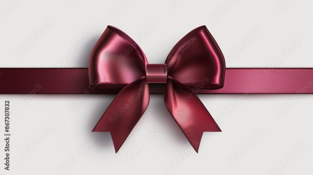 Realistic red satin ribbon with a decorative bow, vector graphic, isolated on a white background, sleek and glossy, perfect for gift boxes and festive presentations Realistic red satin ribbon with a decorative bow, vector graphic, isolated on a white background, sleek and glossy, perfect for gift boxes and festive presentations
