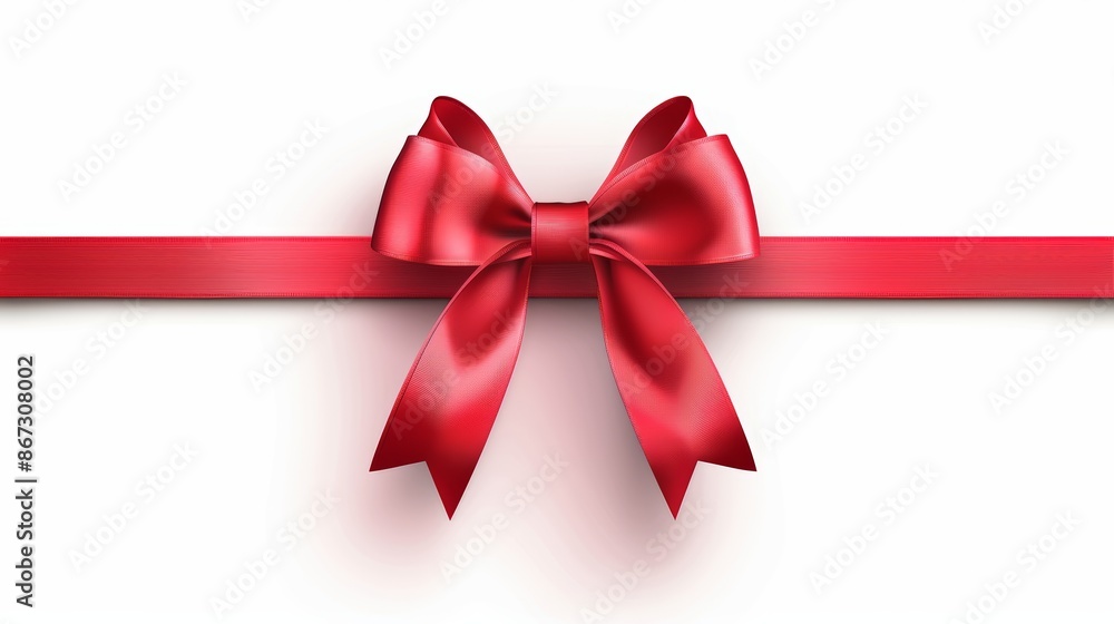 Red satin ribbon and bow vector illustration, isolated on white background Red satin ribbon and bow vector illustration, isolated on white background