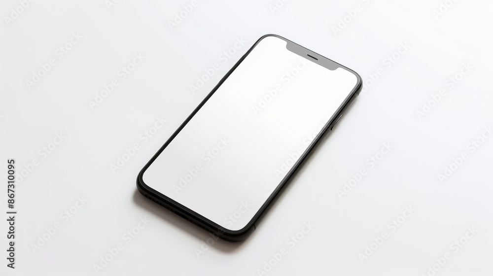 Smartphone displaying white screen isolated on white background Smartphone displaying white screen isolated on white background