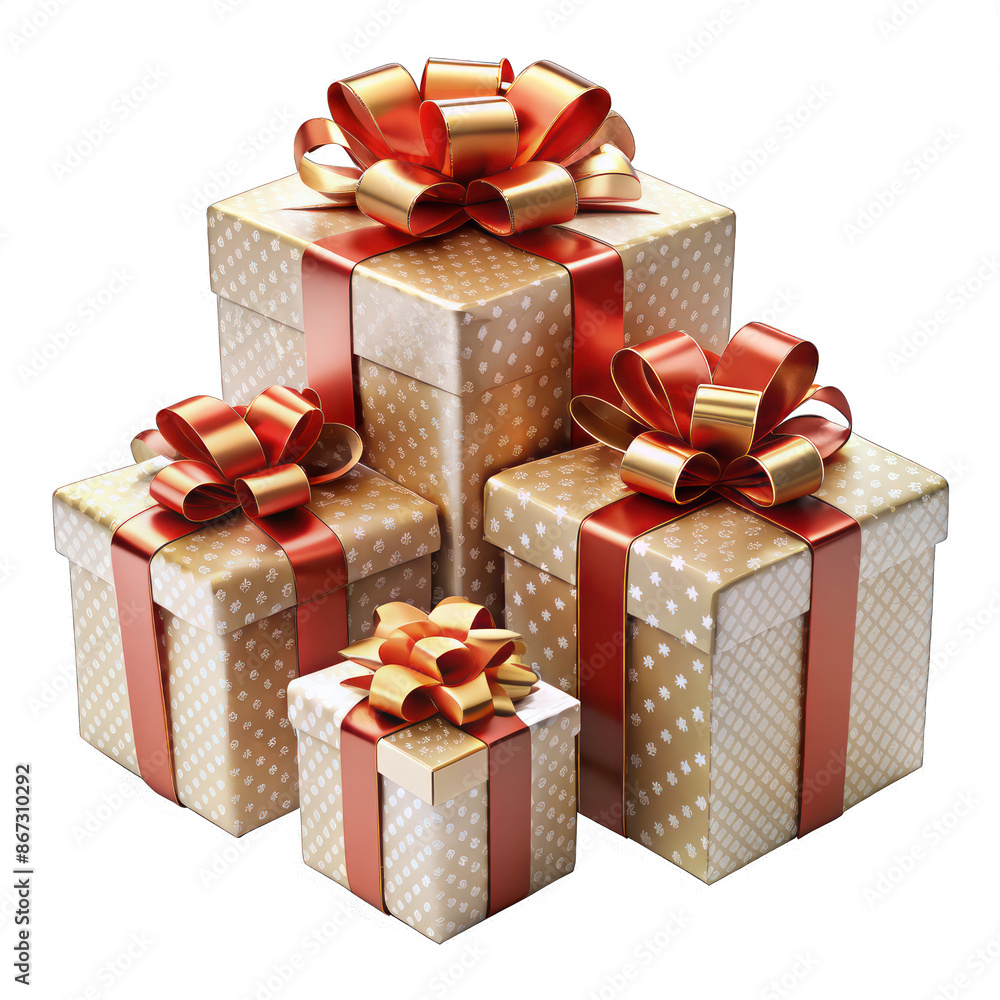 Fototapeta premium Christmas Gift boxes isolated on transparent PNG