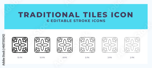Traditional tiles line icon vector illustration in trendy style.