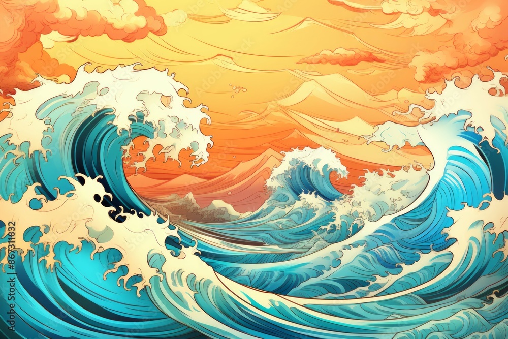Waves Material Structure Background - Generative AI Waves Material Structure Background - Generative AI