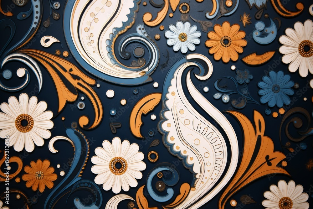 Fototapeta premium Paisley Material Structure Background - Generative AI