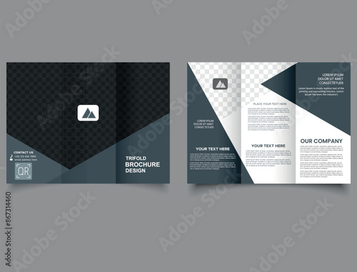 Dark trifold brochure. Creative and Professional tri fold brochure vector design