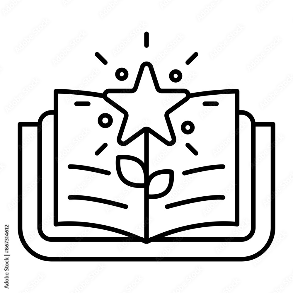Growth icon. open book with stars Growth icon. open book with stars