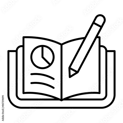 Homework icon. open book and pencil