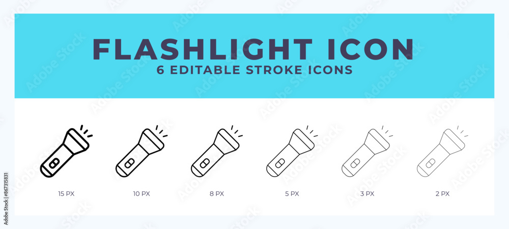 Flashlight icon vector for web. And mobile app. Editable stroke outline icon. Flashlight icon vector for web. And mobile app. Editable stroke outline icon.
