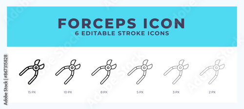 Forceps line icon for websites and apps. Vector illustration with editable stroke.