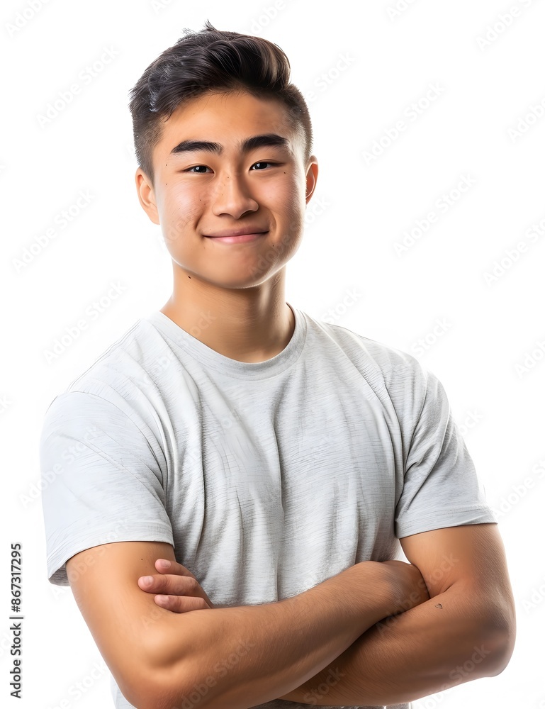 Happy Asian Man Smiles Confidently Happy Asian Man Smiles Confidently