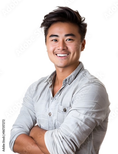 Happy Asian Man Smiles Confidently