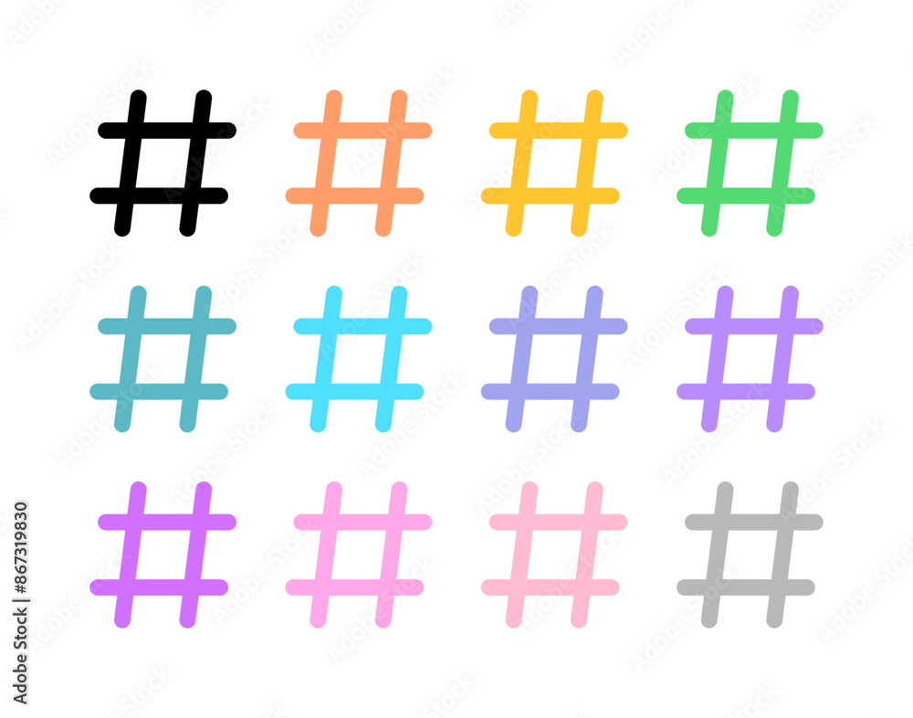 Obraz premium Editable hashtag vector icon. Part of a big icon set family. Perfect for web and app interfaces, presentations, infographics, etc