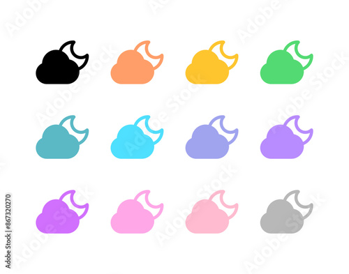 Editable night sky, moon and cloud vector icon. Part of a big icon set family. Perfect for web and app interfaces, presentations, infographics, etc