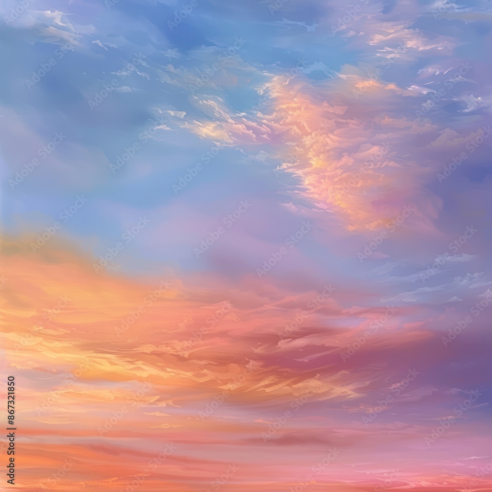 Obraz premium A Dreamy Pink and Blue Sunset Sky
