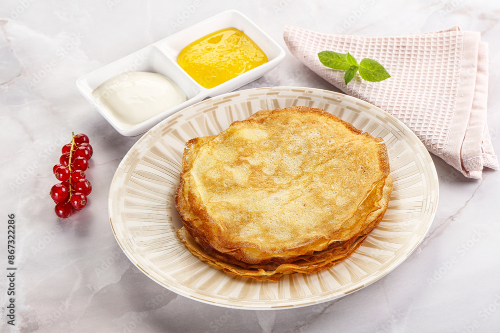 Sweet homemade thick baked pancakes Sweet homemade thick baked pancakes