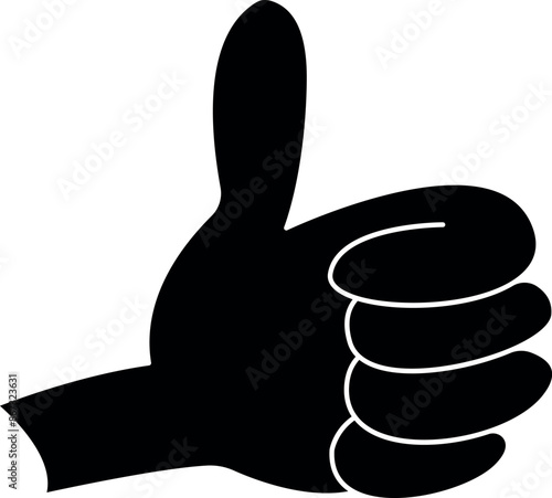 A black silhouette of a hand giving a thumbs up